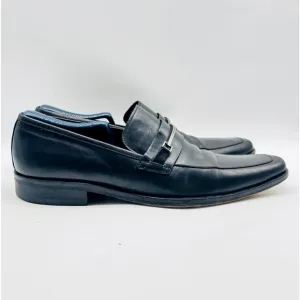 Hugo Boss Loafers Mens 9.5 Black Leather Horsebit Shoes Vintage Made in Italy