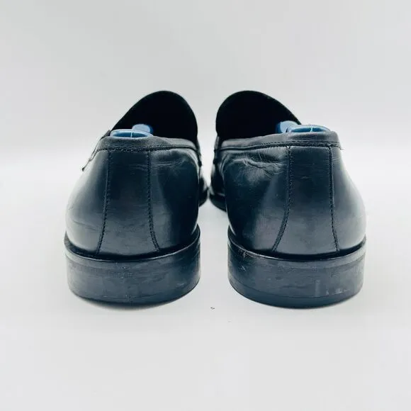 Hugo Boss Loafers Mens 9.5 Black Leather Horsebit Shoes Vintage Made in Italy