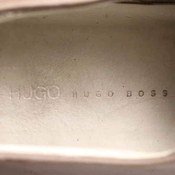 Hugo Boss Men's EU 43 Brown Gray Leather Dress Shoes Oxford Shoes Made In Italy