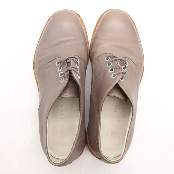Hugo Boss Men's EU 43 Brown Gray Leather Dress Shoes Oxford Shoes Made In Italy