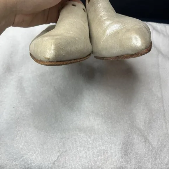 Huma Blanco Shoes Women Size 37 7 Metallic Leather Slingback Mules Pointed Toe