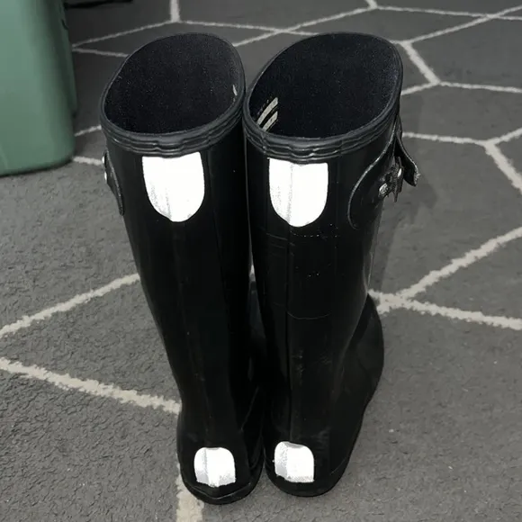 Hunter Kids Original Kids Unisex Gloss Black Boots Size 5 Boys 6 Girls