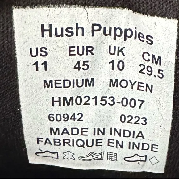 Hush Puppies Detroit PT Oxford Black Leather Men’s Size 11 HM 02153-007