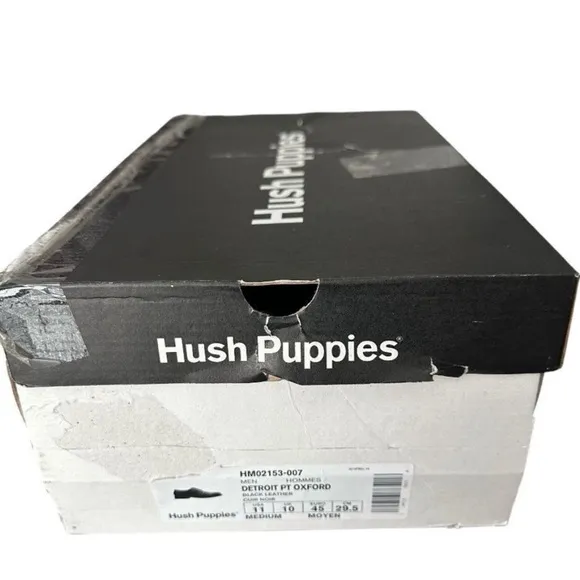 Hush Puppies Detroit PT Oxford Black Leather Men’s Size 11 HM 02153-007