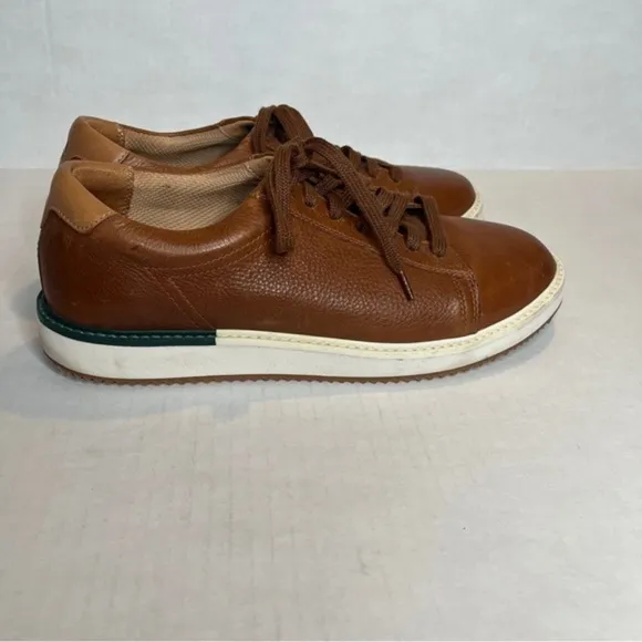 HUSH PUPPIES Men’s 9‎ Bounce Plus Brown and Green Trim Leather Lace Up Sneakers