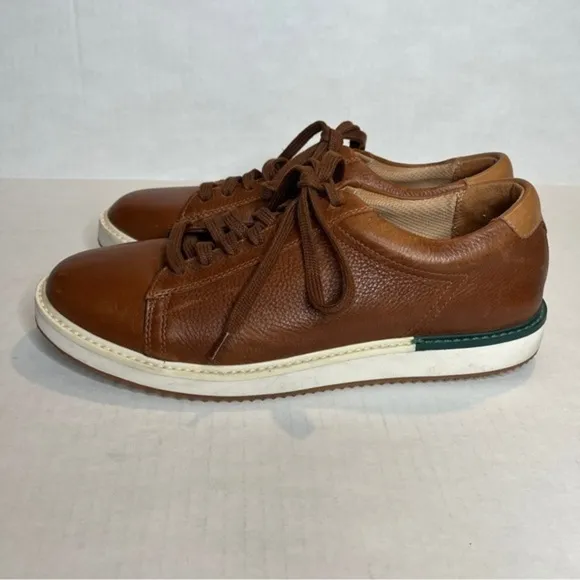HUSH PUPPIES Men’s 9‎ Bounce Plus Brown and Green Trim Leather Lace Up Sneakers