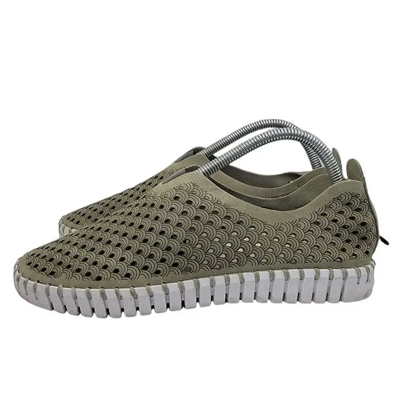 Ilse Jacobsen Tulip Light Weight Slip On Perforated Flat Sneakers Falcon EU 41