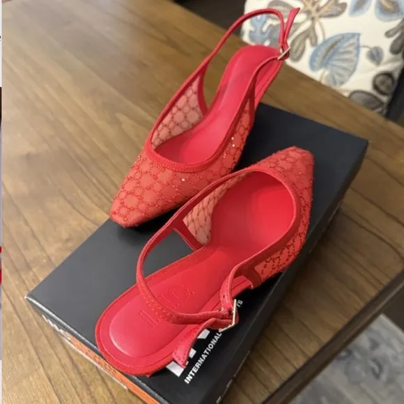 INC Elegant Red Slingback Heels