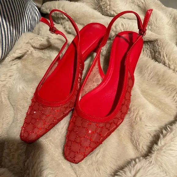 INC Elegant Red Slingback Heels