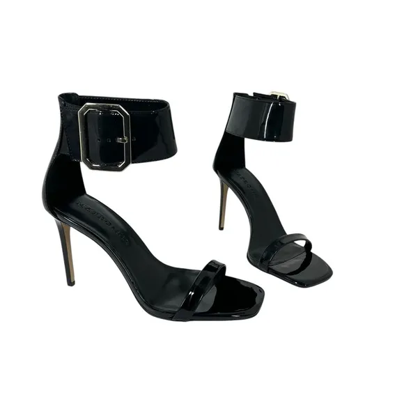INC International Concepts Women's Melodie Buckle Dress Sandals Black Patent 11M