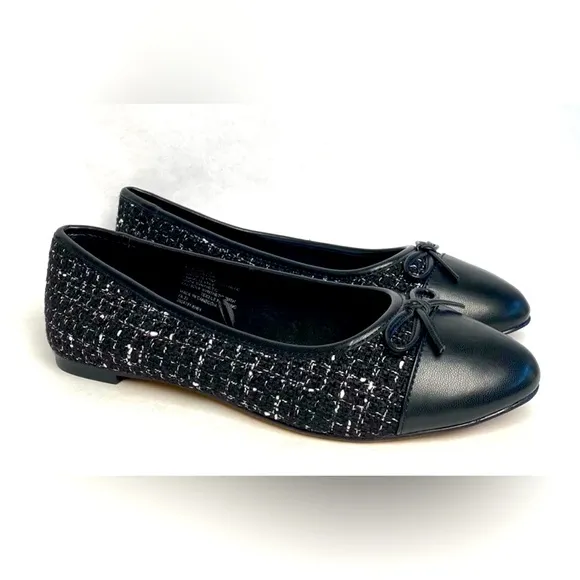 J. Crew Black &amp; White Tweed Ballet Flats Shoes Size 7 NWT