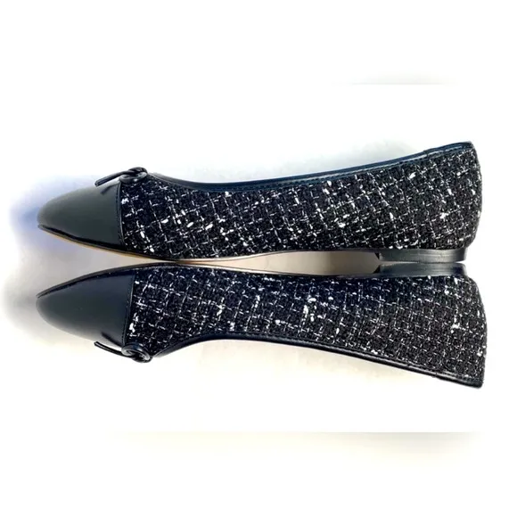 J. Crew Black &amp; White Tweed Ballet Flats Shoes Size 7 NWT