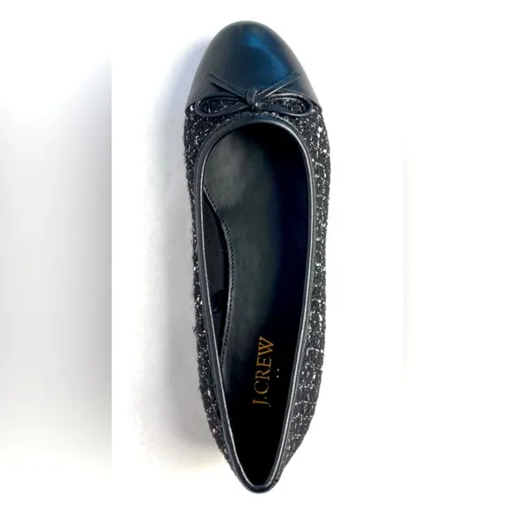 J. Crew Black &amp; White Tweed Ballet Flats Shoes Size 7 NWT