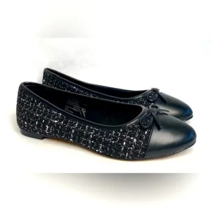 J. Crew Black &amp; White Tweed Ballet Flats Shoes Size 7 NWT