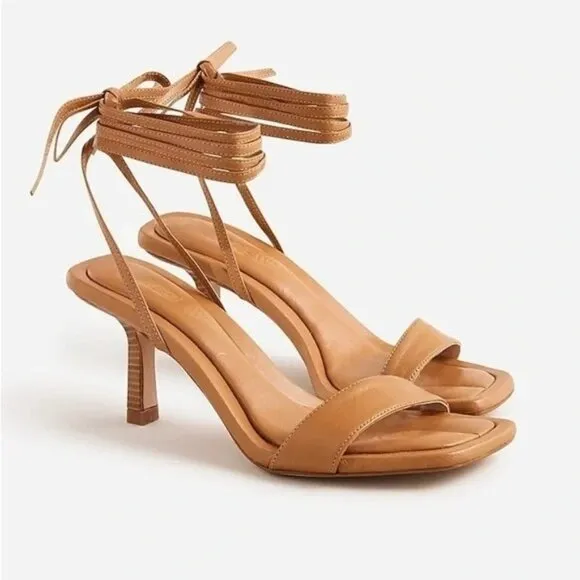 J Crew Leni Made in Spain Lace Up Sandals Sz 9 Sand Castle Tan Leather Strappy