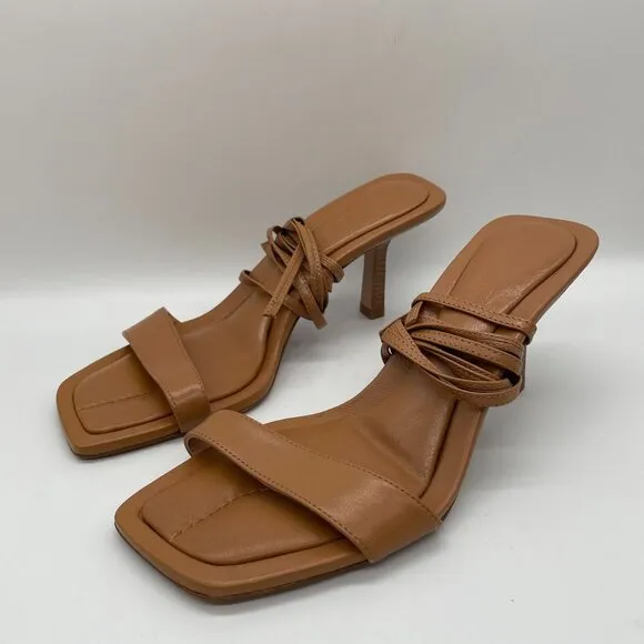 J Crew Leni Made in Spain Lace Up Sandals Sz 9 Sand Castle Tan Leather Strappy