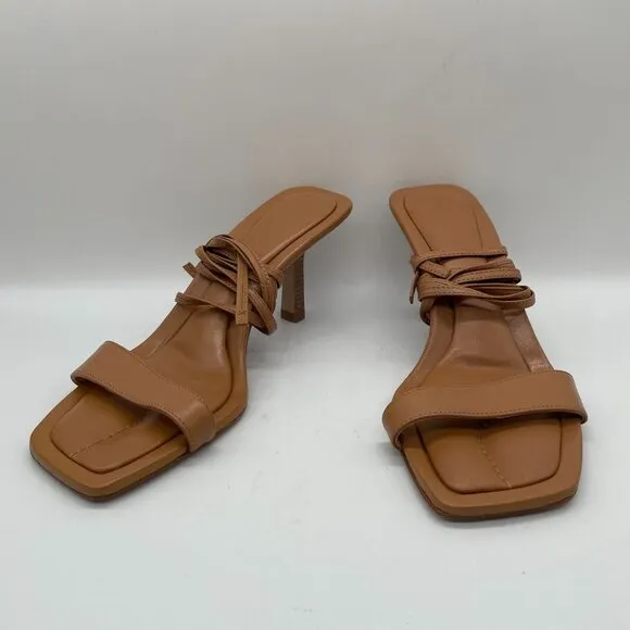 J Crew Leni Made in Spain Lace Up Sandals Sz 9 Sand Castle Tan Leather Strappy