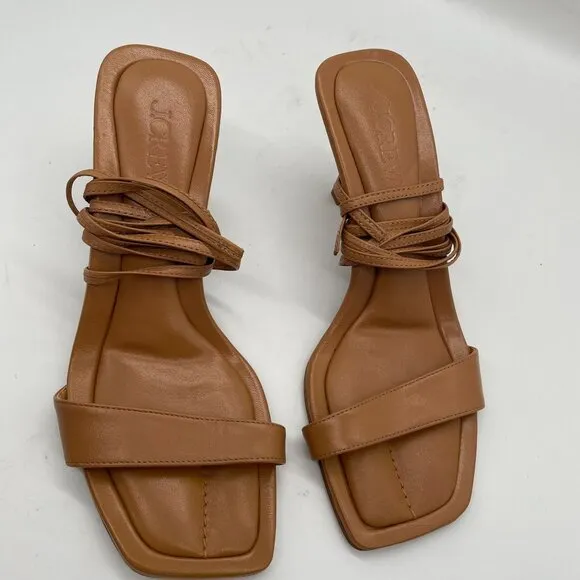 J Crew Leni Made in Spain Lace Up Sandals Sz 9 Sand Castle Tan Leather Strappy