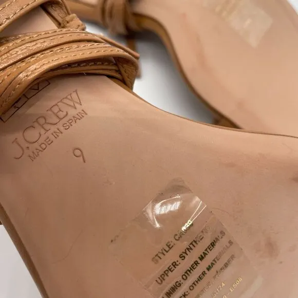 J Crew Leni Made in Spain Lace Up Sandals Sz 9 Sand Castle Tan Leather Strappy