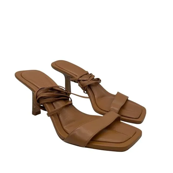 J Crew Leni Made in Spain Lace Up Sandals Sz 9 Sand Castle Tan Leather Strappy