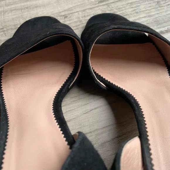 J Crew Penny Ankle-Strap Sandals In Black Suede Block Heel Gold Hardware SZ 8