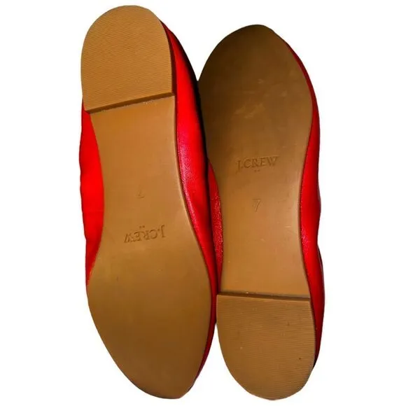 J. Crew Shoes J. Crew Cece Red Poppy Leather Ballet Flats Size 7