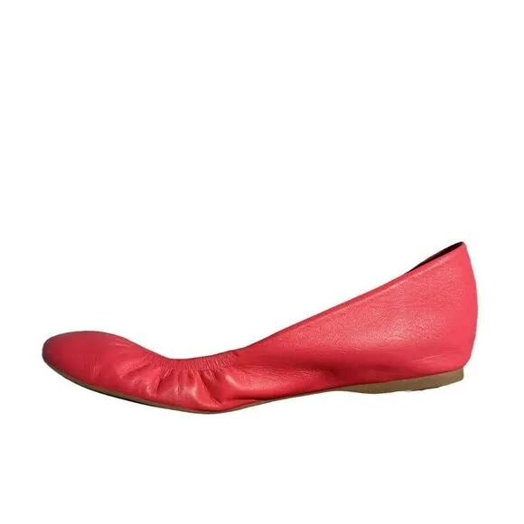 J. Crew Shoes J. Crew Cece Red Poppy Leather Ballet Flats Size 7
