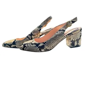 J. Crew Slingback Heels Block Heel Snake Print Women's Pumps Shoes Size 10