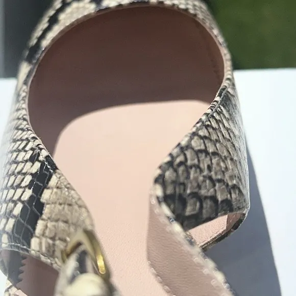 J. Crew Slingback Heels Block Heel Snake Print Women's Pumps Shoes Size 10