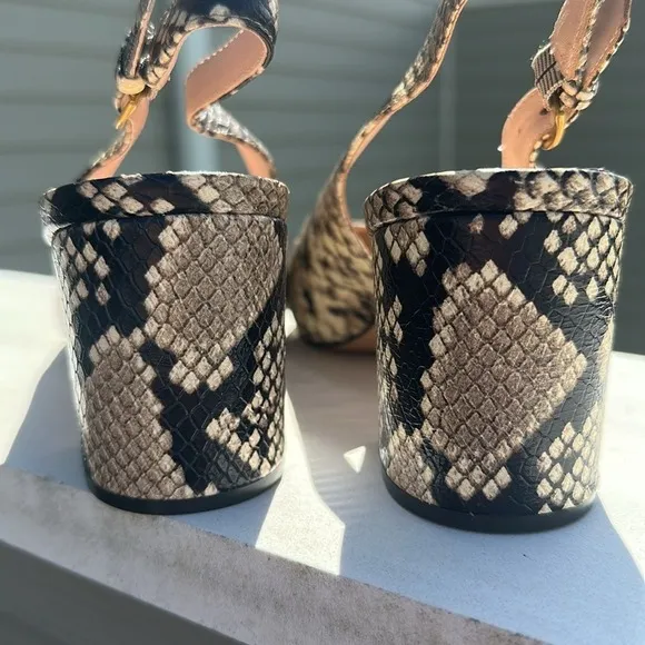J. Crew Slingback Heels Block Heel Snake Print Women's Pumps Shoes Size 10