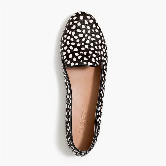 J. Crew Womens Cora Black Leopard Calf Hair Loafers NWT