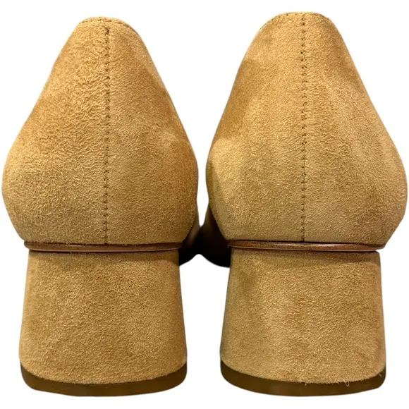 J. McLaughlin Casey Suede / Leather Tan Block Heels Almond Toe Shoes Size 8