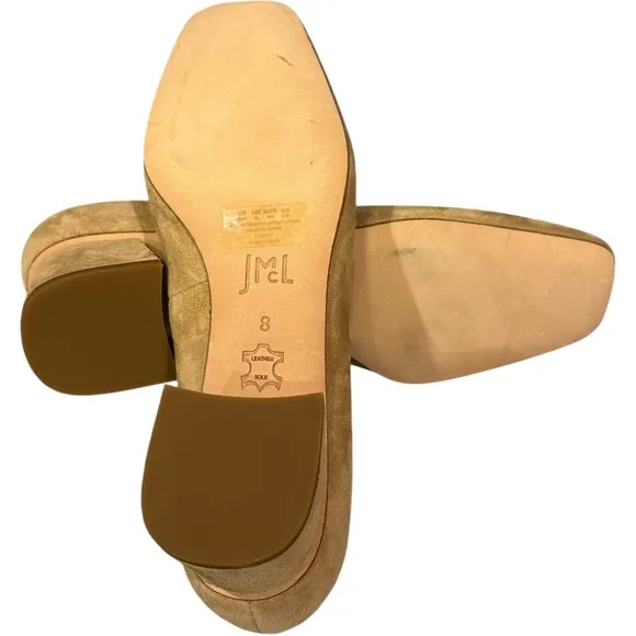 J. McLaughlin Casey Suede / Leather Tan Block Heels Almond Toe Shoes Size 8