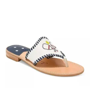 Jack Rogers &quot;Pickleball&quot; Embroidered Thong Sandals Size 9M NWOB