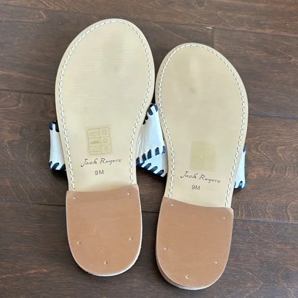 Jack Rogers &quot;Pickleball&quot; Embroidered Thong Sandals Size 9M NWOB