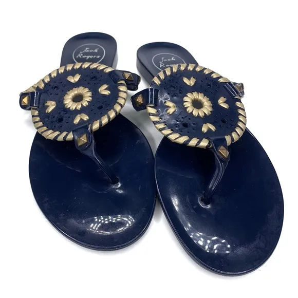 Jack Rogers Georgica Jelly Midnight Gold Sandals