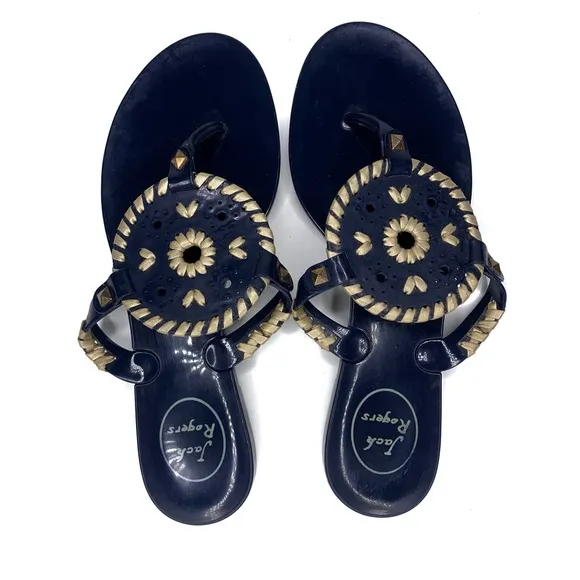 Jack Rogers Georgica Jelly Midnight Gold Sandals