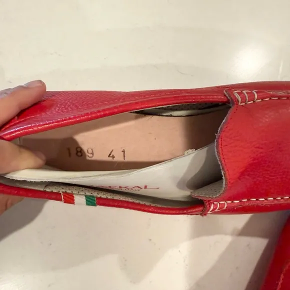 Jackal Milano Italian Red leather loafer driving shoes sz 41US 8/8.5