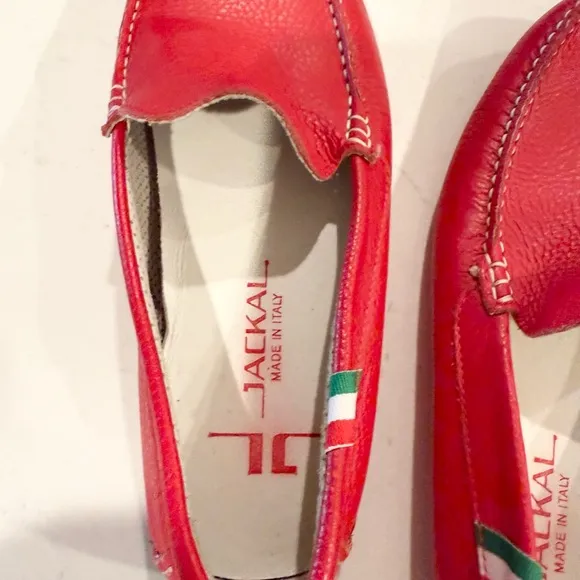 Jackal Milano Italian Red leather loafer driving shoes sz 41US 8/8.5