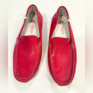 Jackal Milano Italian Red leather loafer driving shoes sz 41US 8/8.5