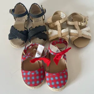 Janie &amp; Jack Baby Rafia and Espadrille Sandal Bundle, Size 3 &amp; 4 ⬇️