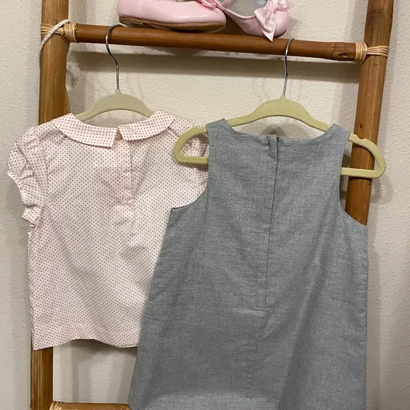Janie &amp; Jack shirt, dress and shoe set. 12-18mo.