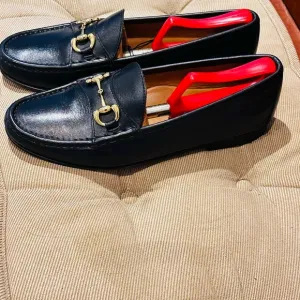 Jay Butler’s Black horse Bit loafers.