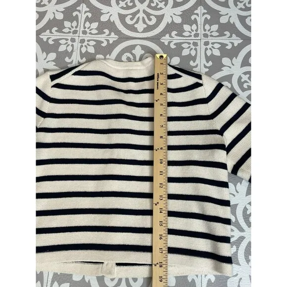 J.Crew Emilie Cardigan Sweater Women's S White Striped Knit Button Detail Cotton