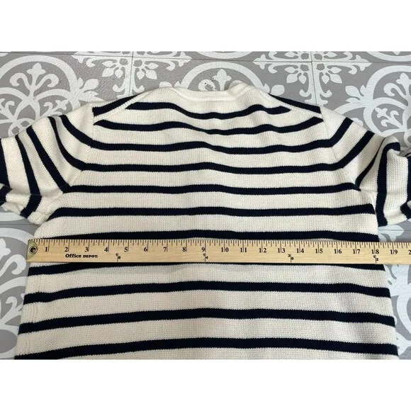 J.Crew Emilie Cardigan Sweater Women's S White Striped Knit Button Detail Cotton