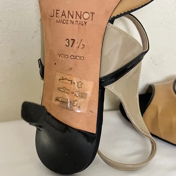 Jeannot Color Blocked Sandals of Beige ,Tan and Black Sz 37.5 (7)