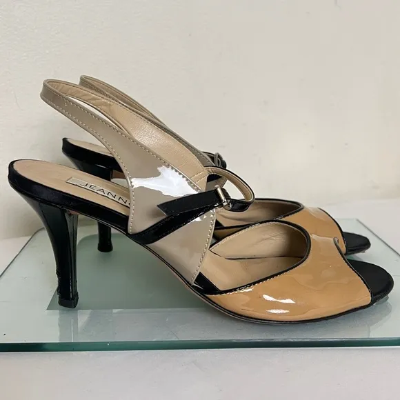 Jeannot Color Blocked Sandals of Beige ,Tan and Black Sz 37.5 (7)