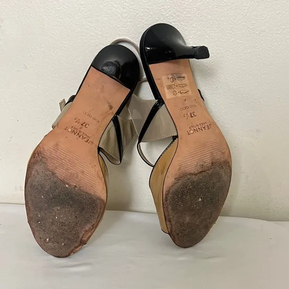 Jeannot Color Blocked Sandals of Beige ,Tan and Black Sz 37.5 (7)