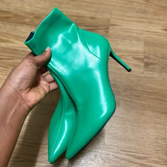 Jeffery Campbell Green Ankle Leather Boots Shoes Booties