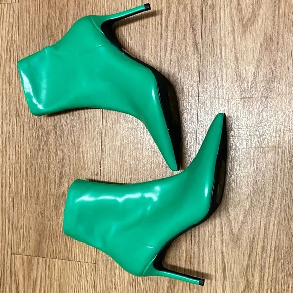 Jeffery Campbell Green Ankle Leather Boots Shoes Booties